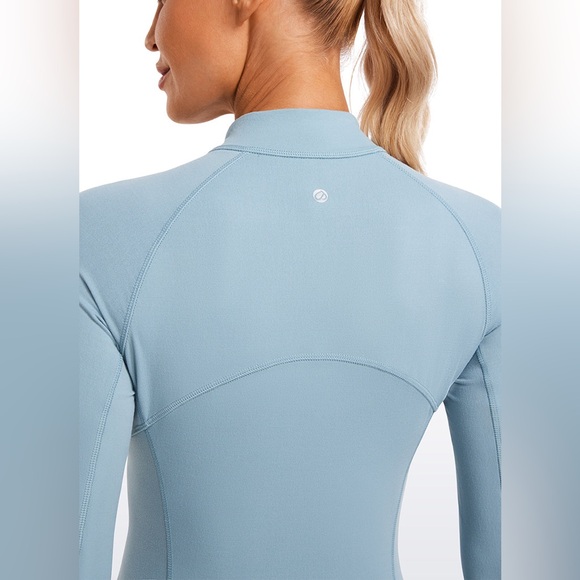 NWT CRZ YOGA Brushed Thumbhole Quarter Zip Long Sleeve Athletic Top Women’s M - Picture 7 of 8